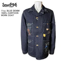 SUGAR CANE シュガーケーン SC15449  11oz. BLUE DENIM 1920's CARTOON WORK COAT カートゥーン ワークコート デニムワークコート デニムコート カジュアル 漫画 アメリカ USA　オシャレ アウター