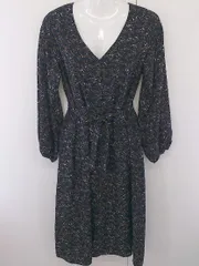 ◇ ◎ continuer de NICE CLAUP ウエストリボン付き 長袖 ロング ワンピース サイズF ネイビー系 レディース  【中古】 【1203290003372】