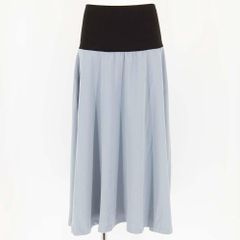 ★SALE 54％OFF★ マタニティウェア ロングスカート ミモレ ゴムウエスト M 水色 青【エンジェリーベ ANGELIEBE】