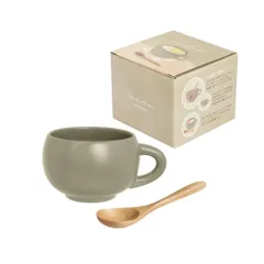 ☆ SBE ☆ maru スープマグセット スープカップ スプーン付き スープマグ スープボウル 取っ手 スープ カップ 持ち手 スープマグカップ スプーン 木製 おしゃれ オシャレ 小さめ 可愛い かわいい インスタントスープ 箱入り ギフト 贈り物