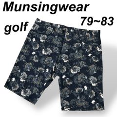 Munsingwear マンシングウェア メンズ ゴルフウェア 79~83 ハーフパンツ 刺繍ロゴ デサント 花柄 ネイビー系 (D036)★
