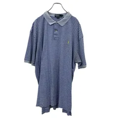 Polo Ralph Lauren 半袖 ボーダー ポロシャツ XL 水色 ポロ ラルフローレン 古着卸 アメリカ仕入 a707-5363
