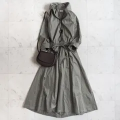 極美品【アーバンリサーチドアーズ】シャツワンピース カーキ oneサイズ Aライン 洗える 長袖　コットン ウエストリボン