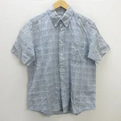 z■ラコステ/LACOSTE 半袖シャツ チェック柄【4】水色/men's/203【中古】