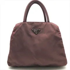 良品 PRADA プラダ 三角ロゴ プレート ナイロン テスート ハンド トート バッグ ブラウン レディース k4014