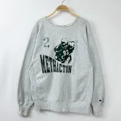 90s USA製 Champion チャンピオン REVERSE WEAVE リバースウィーブ METHACTON カレッジプリント フットボール スウェット トレーナー  90年代 前期 アメリカ製 ビンテージ XL 杢グレー【S79-3-VJ2b】