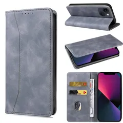 KWATUNG iPhone 13 手帳型ケース iPhone 13 ケース 手帳型 おしゃれ 肌感レザー iPhone13 ケース 内蔵マグネット耐衝撃 iphone 13 スマホケース カード収納 スタンド機能 全面保護【6.1インチ】グレー