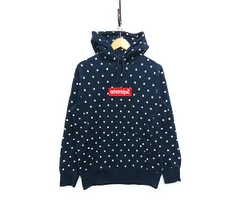 SUPREME×COMME des GARCONS SHIRT ギャルソン ドット柄 BOXロゴ スウェット パーカー ネイビー サイズM 正規品 / Z1605