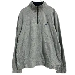 NAUTICA ロゴスウェット トレーナー L グレー ノーティカ 刺繍 ハーフジップ 裏起毛 古着卸 アメリカ仕入 a703-5103