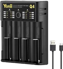 [BOEN]急速電池充電器 単三 単四 リチウム電池 ニッケル水素18650 10440 14500 16340 RCR123A に対応 多種類同時充電可能 (4スロット充電器)