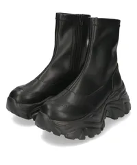 [オリエンタルトラフィック] ファッションブーツ ショートブーツ 厚底 スタイルアップ 軽量 スニーカーソール ストレッチ素材 柔らかい サイドファスナー BLACK