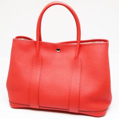 エルメス　ガーデンパーティPM　トートバッグ　ヴァッシュ・カントリー　ルージュトマト　シルバー金具　ハンドバッグ　X刻印