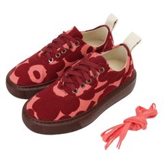 マリメッコ スニーカー 靴 marimekko レディース 091686 337 36 ウニッコ柄 キャンバス ダークレッド×レッド シューズ Niittyheinikossa Mini Unikko Sneakers 091686-337