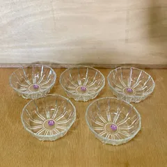 ガラスボウル　５枚セット　アデリア　未使用　昭和レトロ　ガラス　ボウル　カットガラス　フルーツ