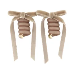 ミニコイルアップ（2点セット） ベロアリボン HCF0216-BE（ベージュ）