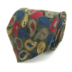 シャルル・ジョルダン ブランド ネクタイ 総柄 ペイズリー シルク 日本製 メンズ カーキ CHARLES JOURDAN 【中古】