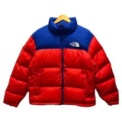 ザノースフェイス THE NORTH FACE NF0A3C8DY3B-M RETRO ヌプシ ダウンジャケット ブルゾン フェザー混 ワンポイントロゴ M 赤 レッド 青 ブルーのサムネイル