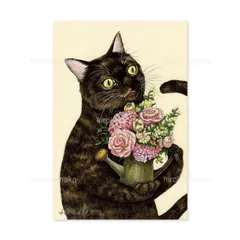 13.花とサビネコ 猫のポストカード