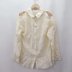 ◇ ⊂ 美品 Discoat ディスコート WEB限定 長袖 肩スリットシアーシャツ サイズF ベージュ系 レディース E  【1507280000267】