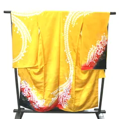 新品 お仕立付き 正絹 ７歳 絞り 絵羽 黄 銀通し 未仕立て品 七五三 3週間～4週間で発送