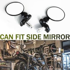 バイクミラー バーエンドミラー 丸型ミラー 22mmハンドル対応 ラウンドバー 直径80mm カスタムミラー【ブラック】 FTR バリオス ゼファー a147