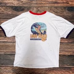 05’y　USA製　DELTA PRO WEIGHT　ツートンリンガーTシャツ　LONG BEACH　XL