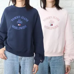 トミージーンズ ロゴ スウェットシャツ トレーナー ネイビー ライトピンク  JEANSDW0DW16137 トミージーンズ ロゴ スウェットシャツ トレーナー ネイビー