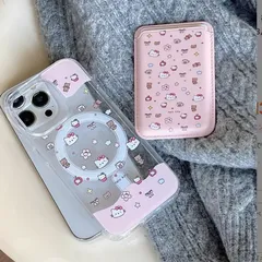 【iPhone16用】キティ風デザイン♡マグネット付きスマホケース