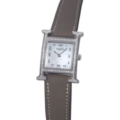 希少美品❣️Hermes Hウオッチ 12P ダイヤモンド ピンクシェル文字盤 3b9b790bb439d115e4fa3870667b76