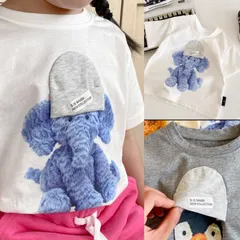 キッズTシャツ アニマルTシャツ ぞうさん　白
