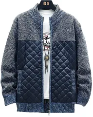 aspersio アスペルシオ 長袖 スタイリッシュ フルジップ ニット ジャケット メンズ ブルー( ジェイブルー,  2XL)