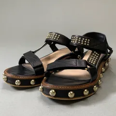 3i30 RED VALENTINO レッドヴァレンティノ スタッズサンダル ストラップサンダル イタリア製 38サイズ ブラック VERO CUOIO 本革 レディースt18rのサムネイル
