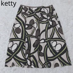 ケティ　フレアスカート　膝丈　サイドファスナー　ゆったり　エレガント　フェミニン　上品　配色　サイズ2  Mサイズ