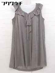 ◇ ROPE PICNIC ノースリーブ　フリル　リボン　チェック 膝丈 ワンピース サイズ36 ベージュ　ブラック レディース  【中古】 【1107200019319】