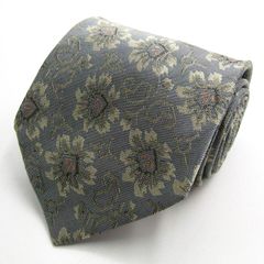 カルバンクライン ブランド ネクタイ シルク 花柄 ボタニカル柄 PO メンズ グレー Calvin klein 【中古】