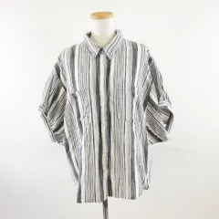 ブルーストライブ BLUE STRIVE 大きいサイズ ストライプシャツ 半袖 白 黒 3L *A500