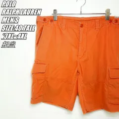 【US古着】POLO RALPH LAUREN　ポロラルフローレン　カーゴショーツ　ハーフカーゴパンツ　メンズ　サイズ表記40TALL　3XL~4XL相当　オレンジ