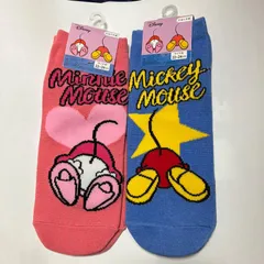 七夕限定　ディズニー　ミッキー　ミニー　 22〜24cm 新品　2足セット　靴下クルー丈　ディズニー　ミッキー　ミニー　ピンク　ブルー