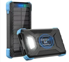 モバイルバッテリー20000mAh大容量3台同時充電可能 ソーラー充電/蓄電