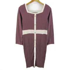 グレイル ワンピース トップス スクエアネック 長袖 未使用品 レディース Lサイズ ベージュ×紫 GRL