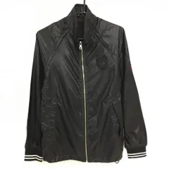 23区スポーツ 2WAYジャケットブルゾン 黒 胸元ロゴワッペン 袖着脱可 薄手 裾ドローコード メンズ M ゴルフウェア 23区