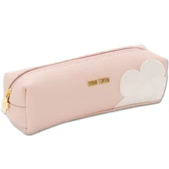 [ラッピング済み] ギフト プレゼント用 最適(マリークワント) MARY QUANT シュリンクデイジーパッチ スクエアペンケース ポーチ 小物入れ 革 ブラック ピンク パッチ フラワー デイジー ロゴ マット 艶消し 化粧 メイク コスメ (ピンク)