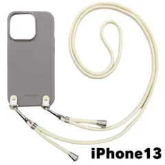 【新品未使用】iPhone13 アイフォン13 ケース(くすみグレー/アイボリー)ひも TPU カバー ストラップ myones 斜め掛け zmyones002-ps1-st25-iphone13-gy-iv