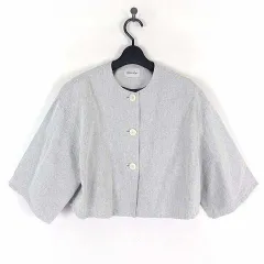 スティーブンアラン Steven Alan 25SS コットン アサ デニム ショート ブルゾン ジャケット 麻 リネン S ライトグレー 今季新作 美品 8222-299-0110