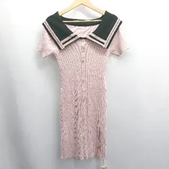 ◇ ⊂◎●未使用● SAISON DE PAPILLON セゾンドパピヨン リブニット 半袖 膝上丈 ワンピース サイズL ピンク レディース E  【1503310012644】