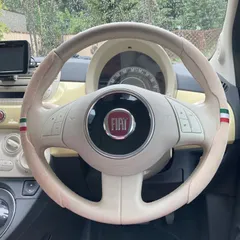 No.569 FIAT500 ステアリングカバー　ベージュのサムネイル