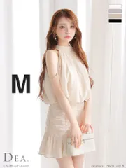 Mアイボリー[DE3392] 【DEA. by ROBE de FLEURS/ディアバイローブドフルール】ドット/ シフォン/ ビジュー/ ハイネック/ アメスリ/ マーメイド/ フレア/ セットアップ/ ミニドレス/ キャバドレス/ ワンピース