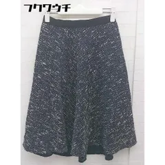 ◇ M-PREMIER エムプルミエ バックジップ 膝下丈 フレア スカート サイズ38 ネイビー ホワイト系 レディース  【中古】 【1109010003984】のサムネイル