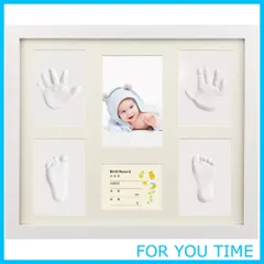iSiLER ベビーフレーム 手形 足形 フォトフレーム 置き掛け兼用 無毒で安全 赤ちゃん 出産祝い 内祝い ベビー記念品 ホワイト 33.3 x 28.2 x 2.4 cm