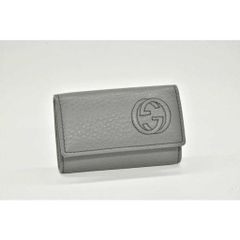 グッチ インターロッキングG レザー 6連キーケース グレー 322117【新品同様】